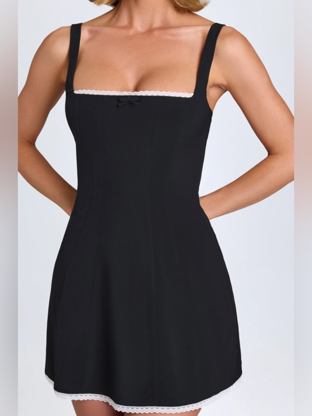 NWT! Oh POLLY Aubrielle Lace-Trim Mini Dress